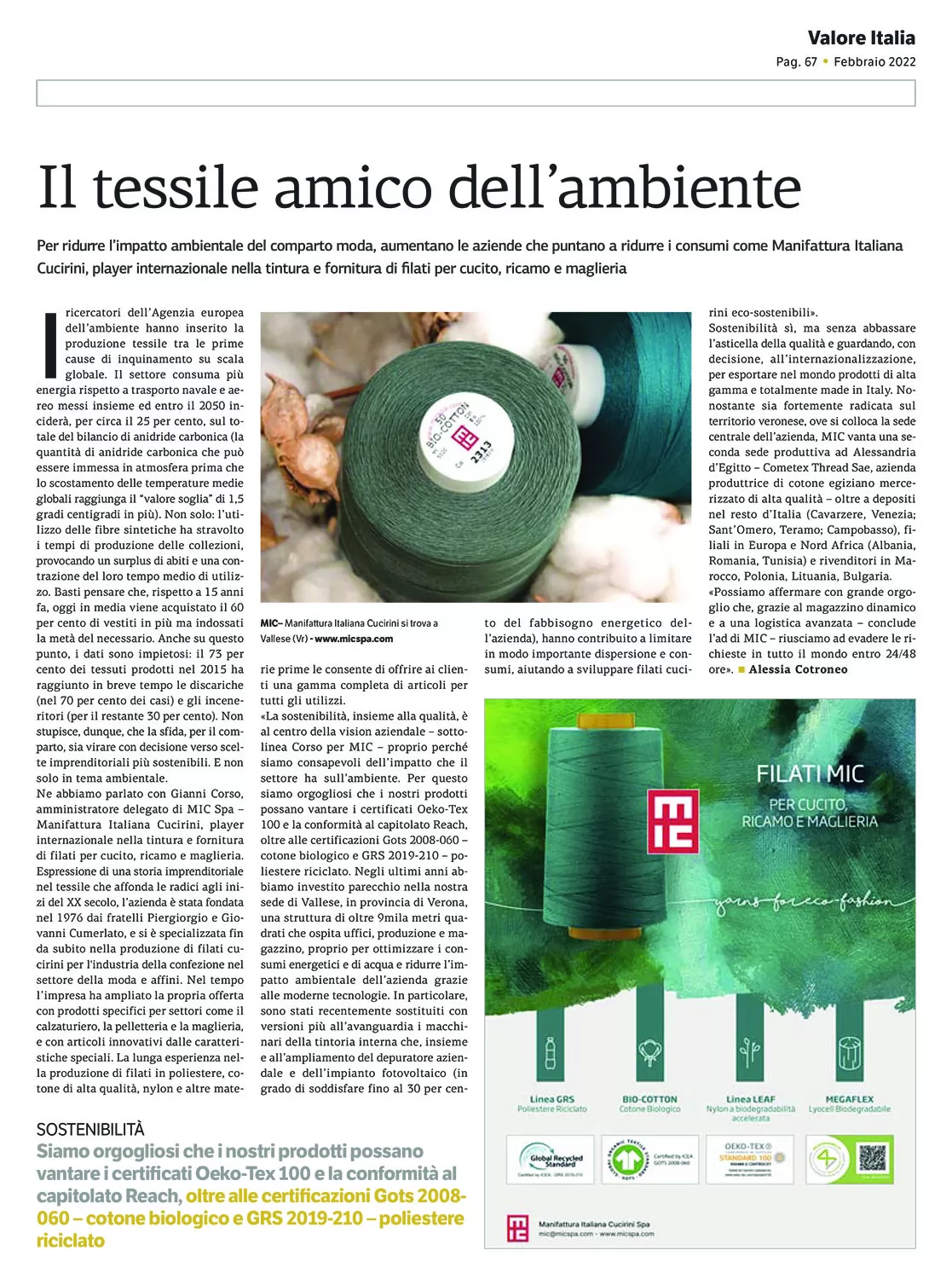 Valore Italia - Eco-friendly Textile